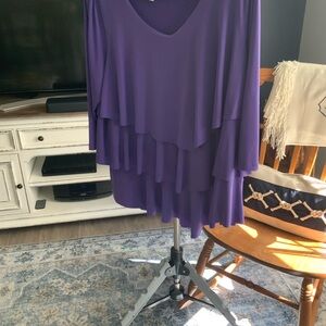 Susan GraverLayered Purple V-Neck Women's Top